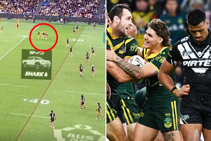 Australia and New Zealand players at the Rugby League World Cup.