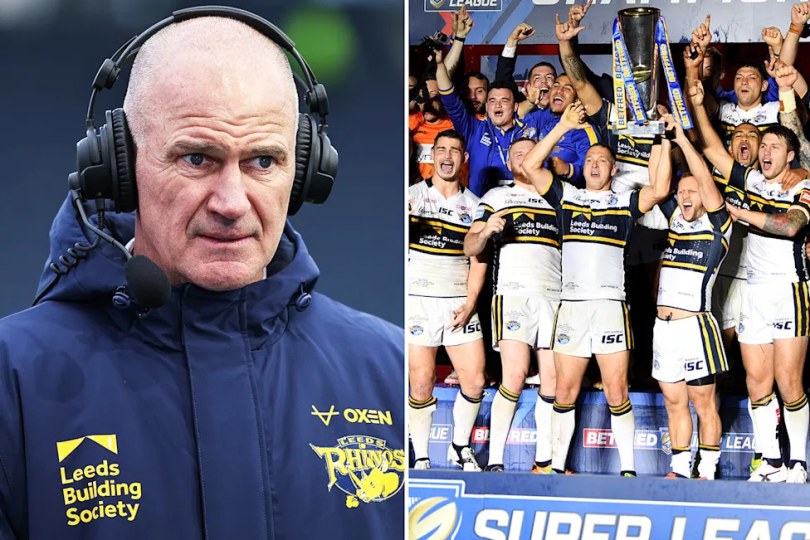 On the left is Leeds coach Brad Arthur, with Rhinos legend and former England Test star Ryan Hall pictured top right.