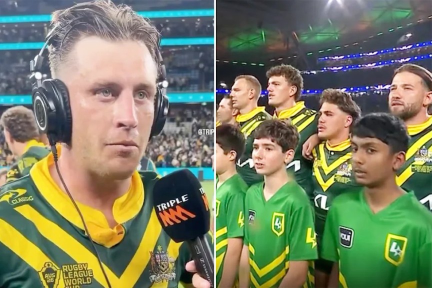 Cameron Munster and Kangaroos teammates at the Rugby League World Cup.