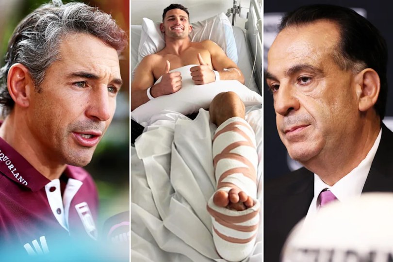 Billy Slater, Nathan Cleary and Peter V'landys.