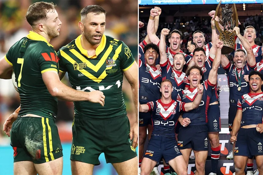 Sam Walker with the Kangaroos and Roosters.